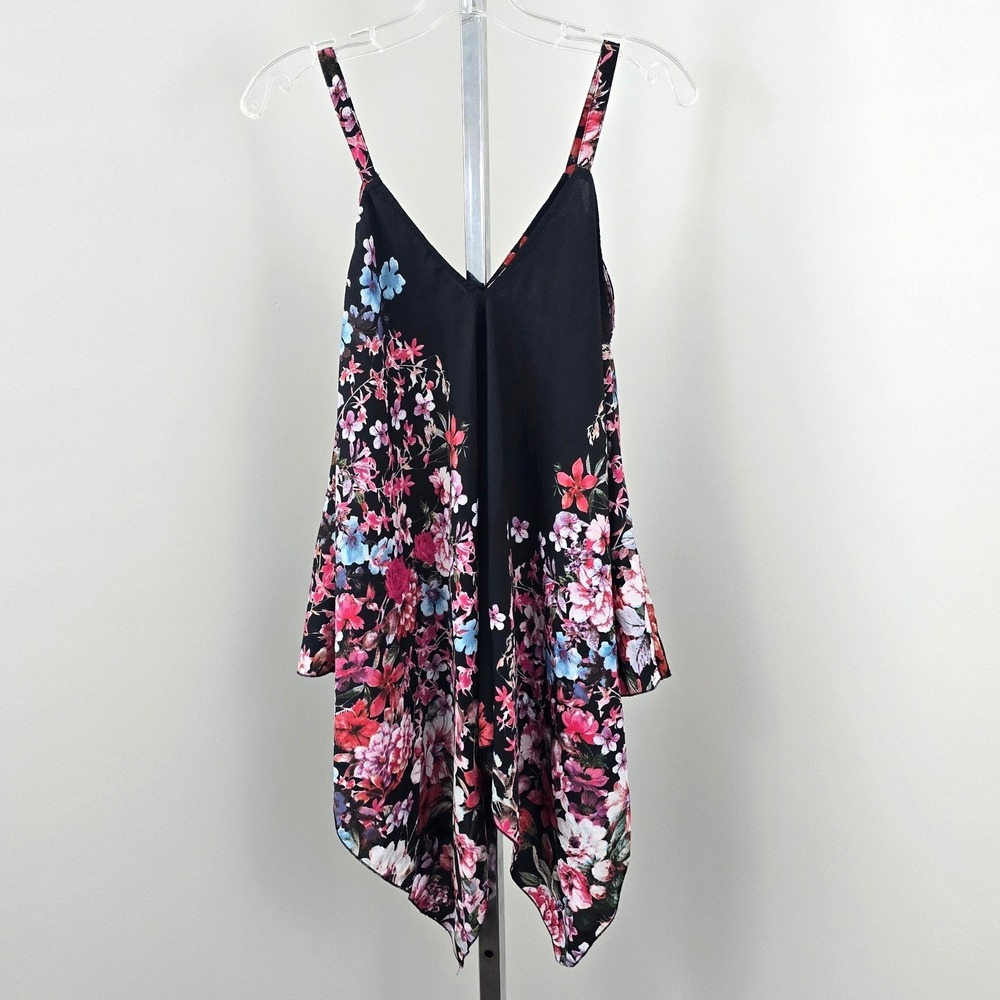 Uniquie Spectrum Asymmetrial Hem Sleeveless Floral Print Top Multicolor M - Picture 4 of 9